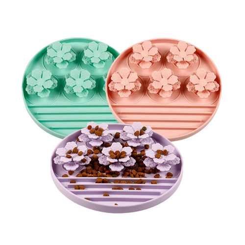 Pet Snuffle Mat round Slow Feeder Pad - Silicone Suction Cup Dog Feeding Mat, Anti-Choke Cat Food Bowl,
